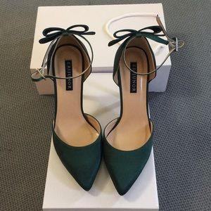 Forest Green Satin Heels